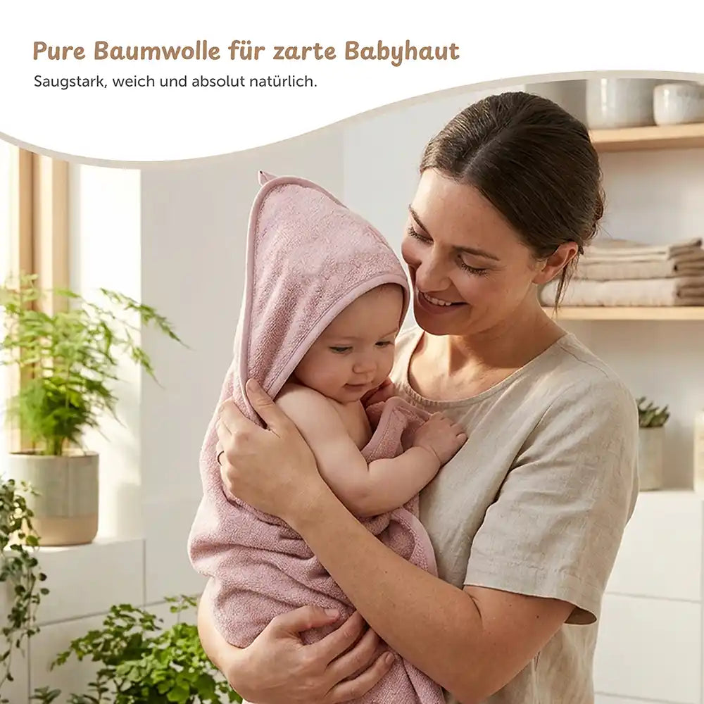 Kapuzenhandtuch Baby personalisiert – Nougat, weiches Frottee mit Kapuze, kuscheliges Badetuch für Babyhaut