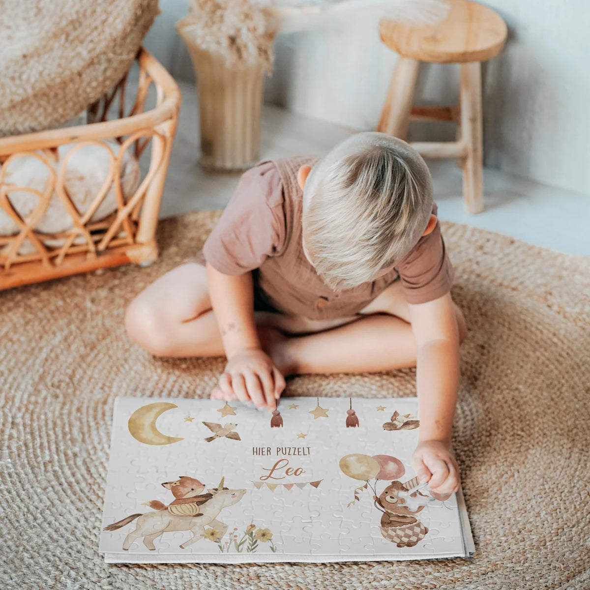 Kinderpuzzle personalisiert mit Namen - Zauberhafte Tiere