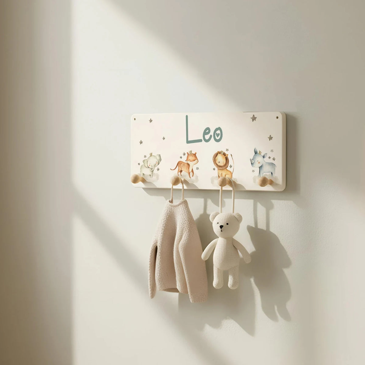 Kindergarderobe Holz personalisiert - Safari
