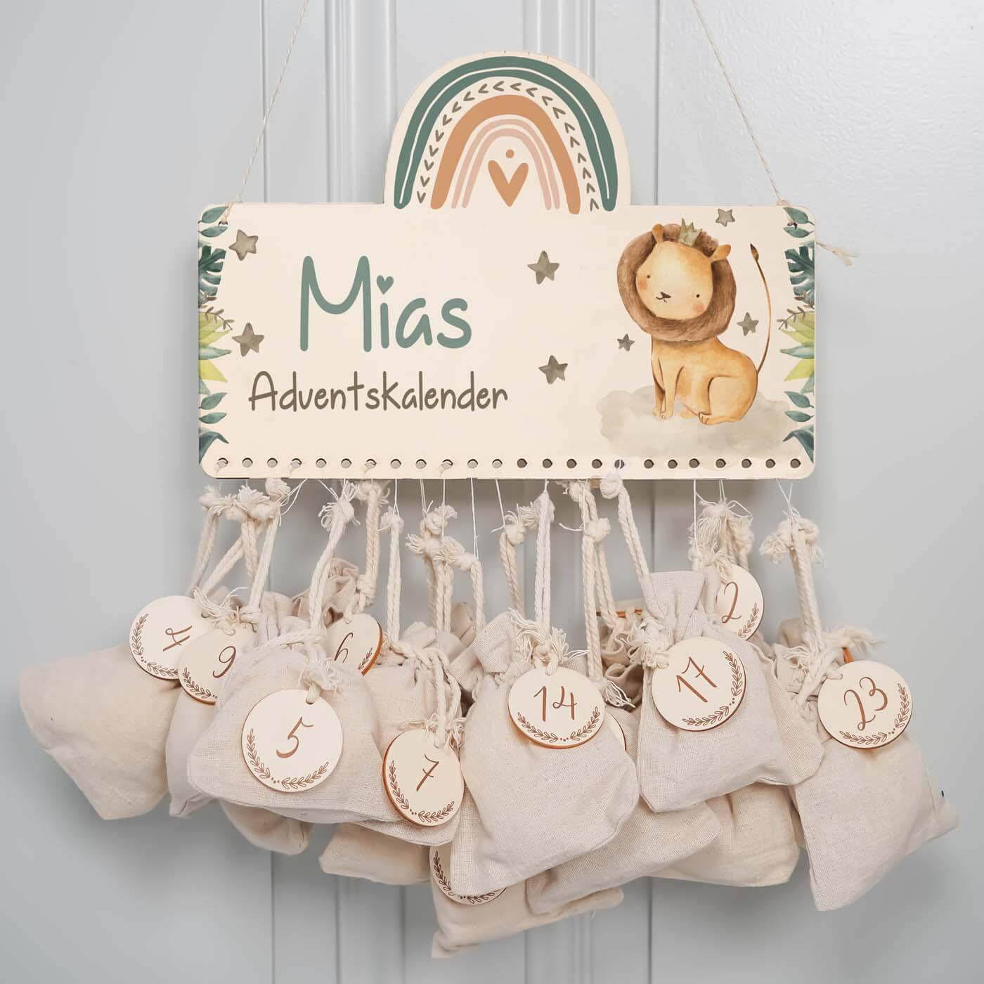 personalized advent calendar with lion design