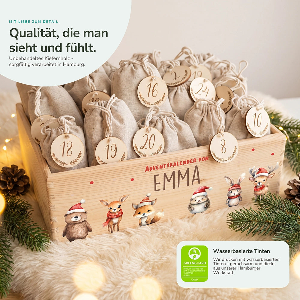 Personalisierter Adventskalender zum Befüllen - Tierfamilie Weihnachten