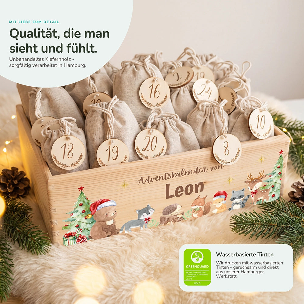 Personalisierter Adventskalender zum Befüllen - Niedliche Waldtiere