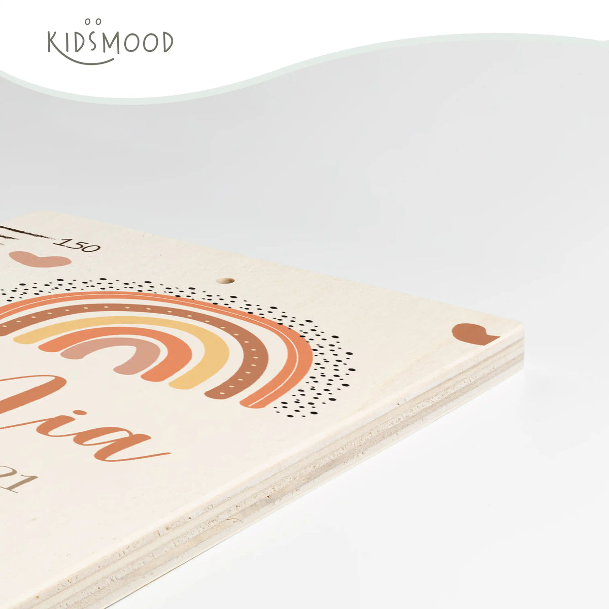 Messlatte Kinder Holz & Aluverbund - Regenbogen & Wolken