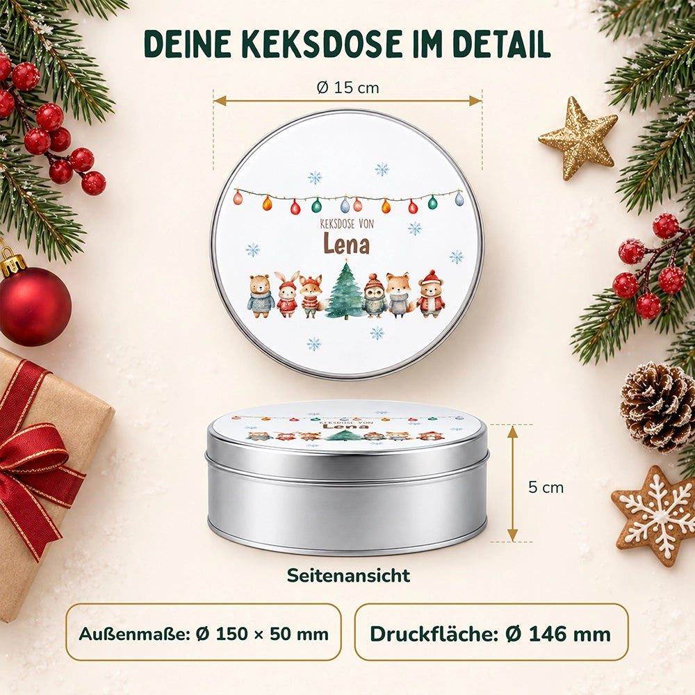Keksdose aus Metall personalisiert - Winterwald-Freunde