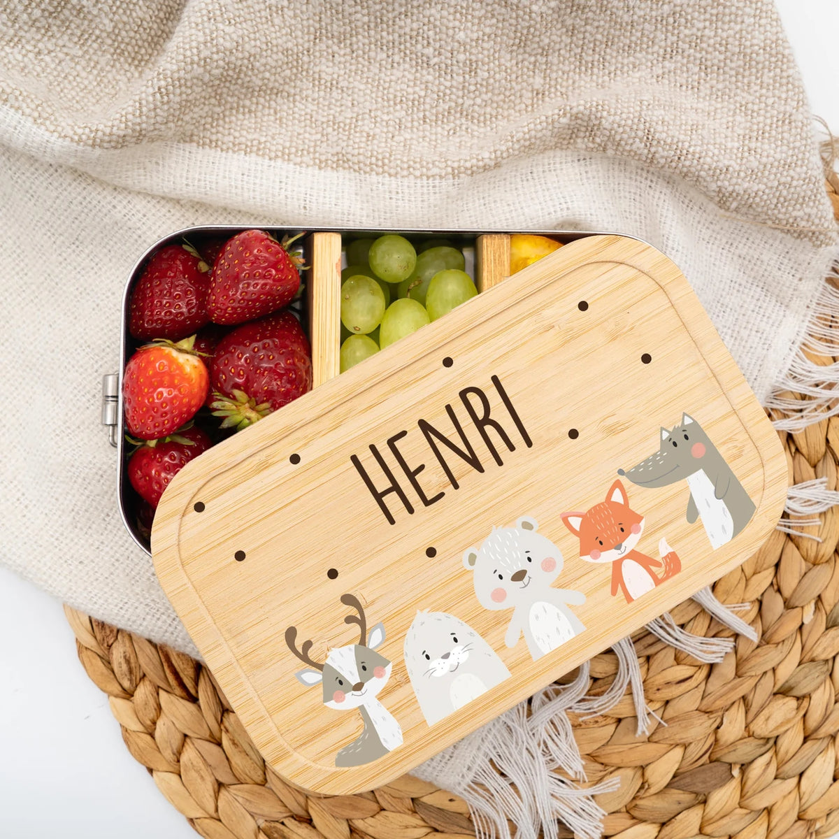 Brotdose Kinder personalisiert - Winter Animals