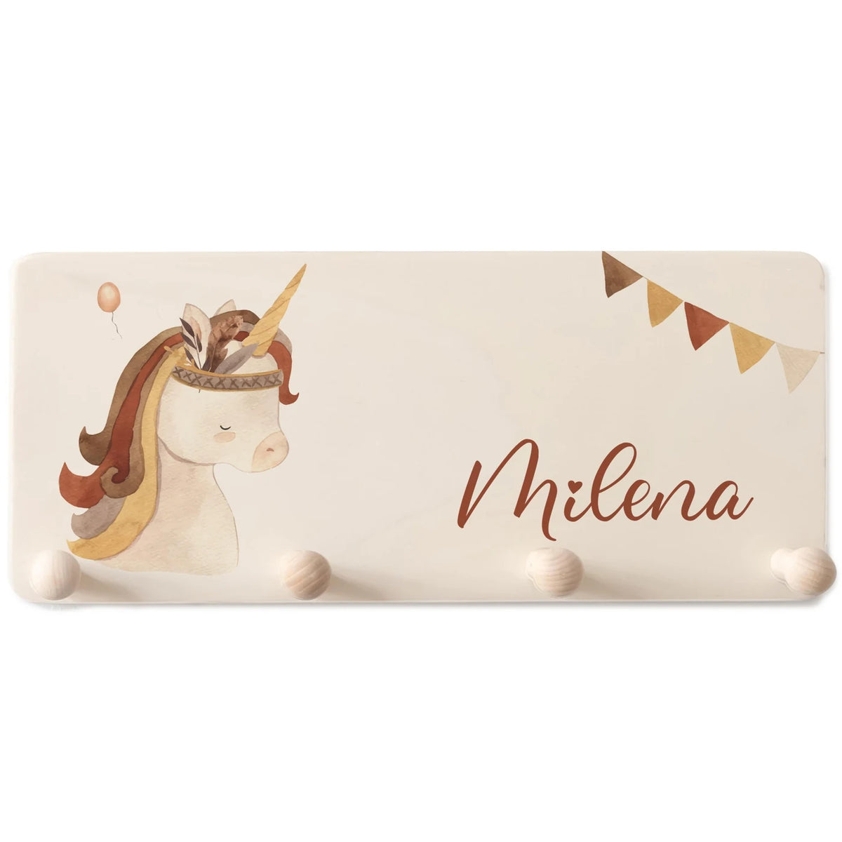 Kindergarderobe Holz personalisiert - Boho