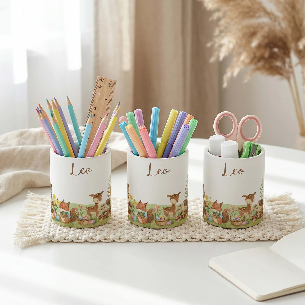 Personalisierter Stiftehalter Ostern Frühlingswiese – Keramik mit Wunschname