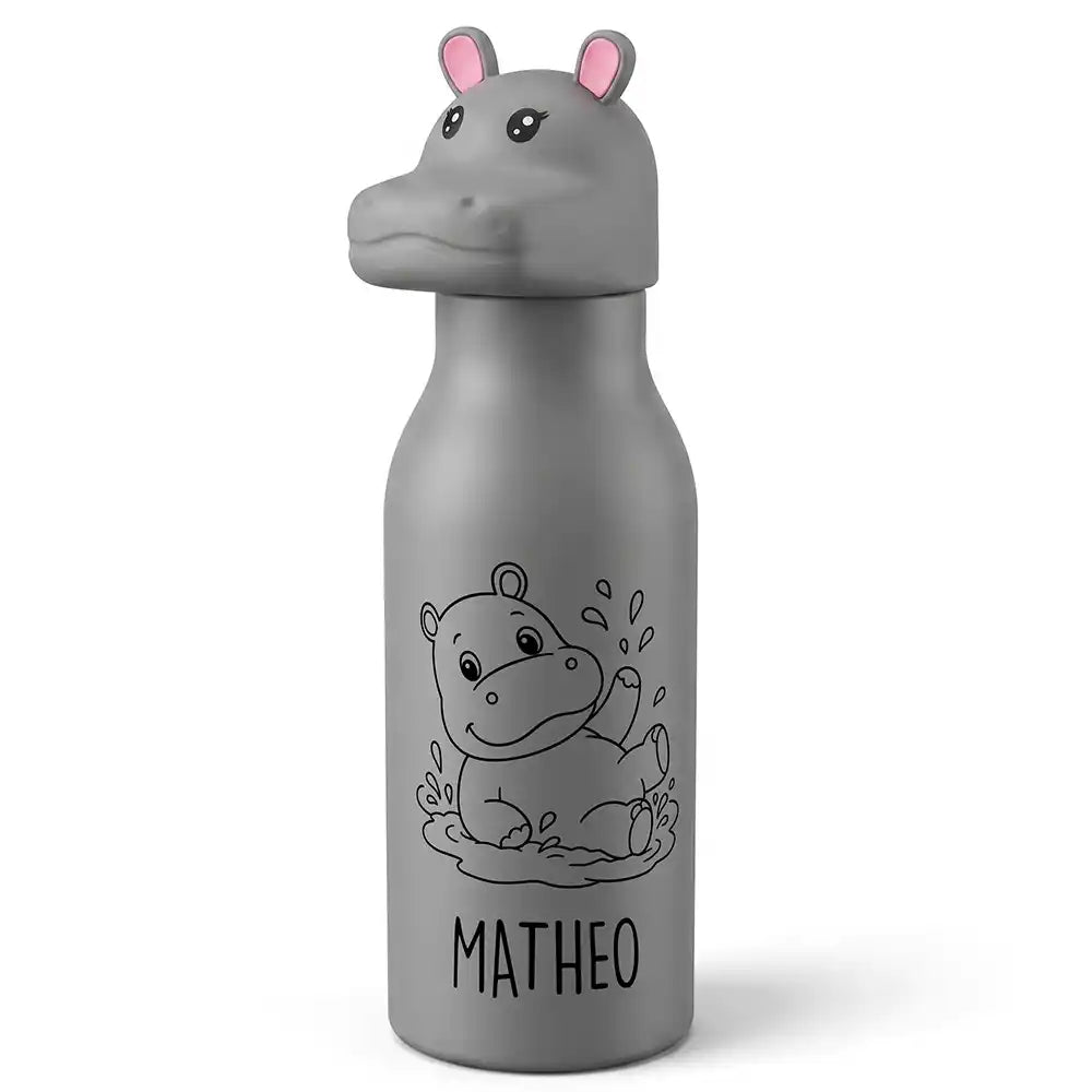 Personalisierte Trinkflasche Kinder Dino, hält warm und kalt, 450 ml