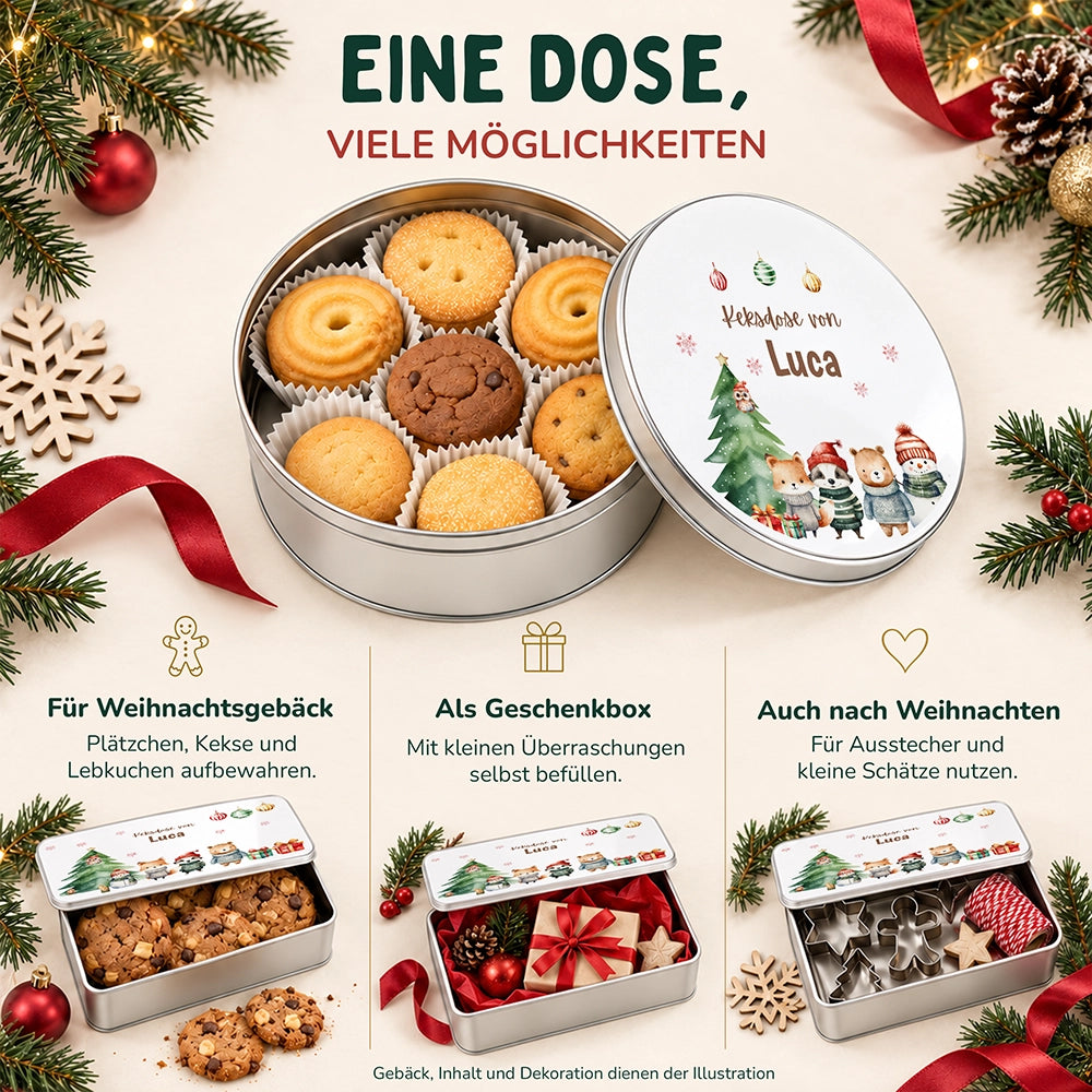 Keksdose aus Metall personalisiert - Kleine Weihnachtsfreunde