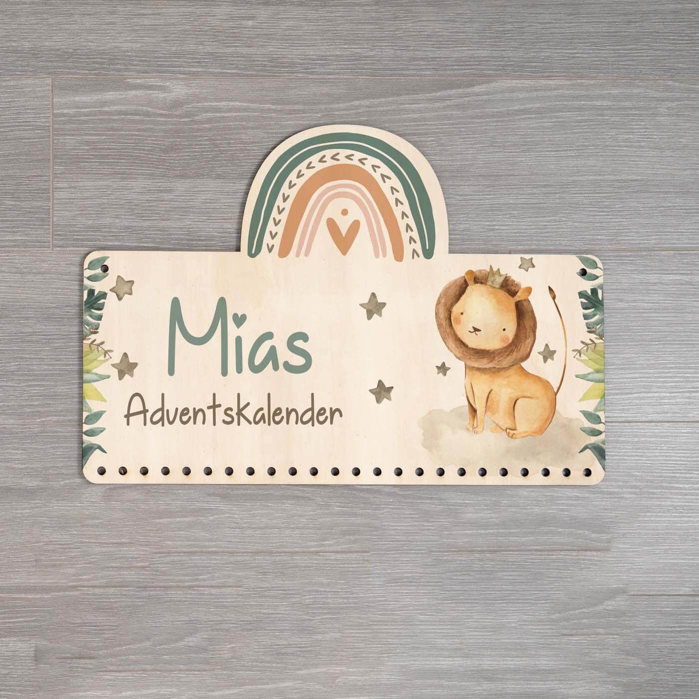 advent calendar with lion and name engraving
