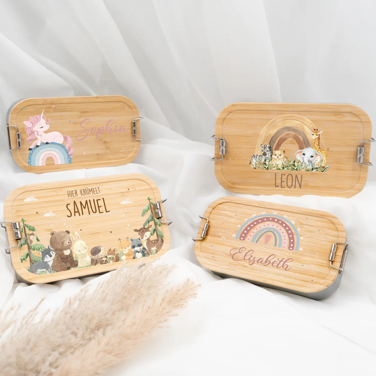 Brotdose Kinder personalisiert - Rainbow Animals