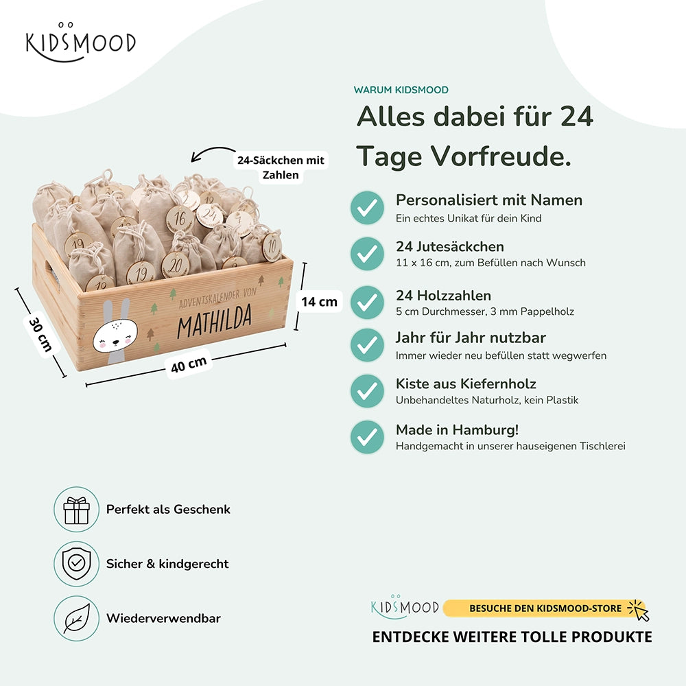 Personalisierter Adventskalender zum Befüllen - Winterhase
