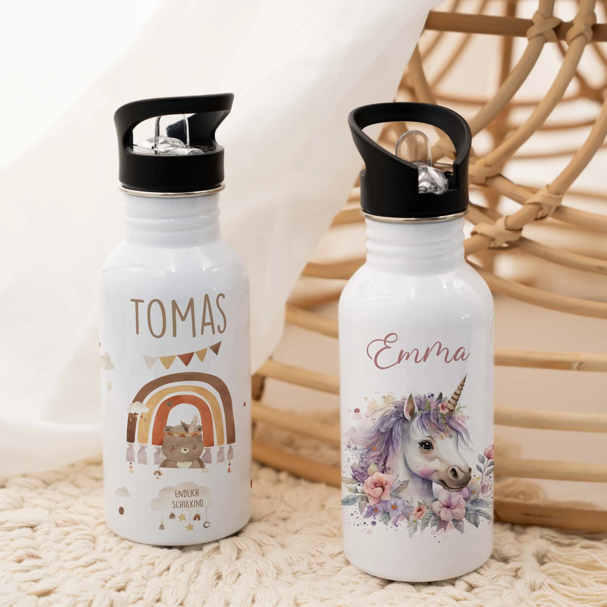 Trinkflasche Kinder Edelstahl - Boho Bär