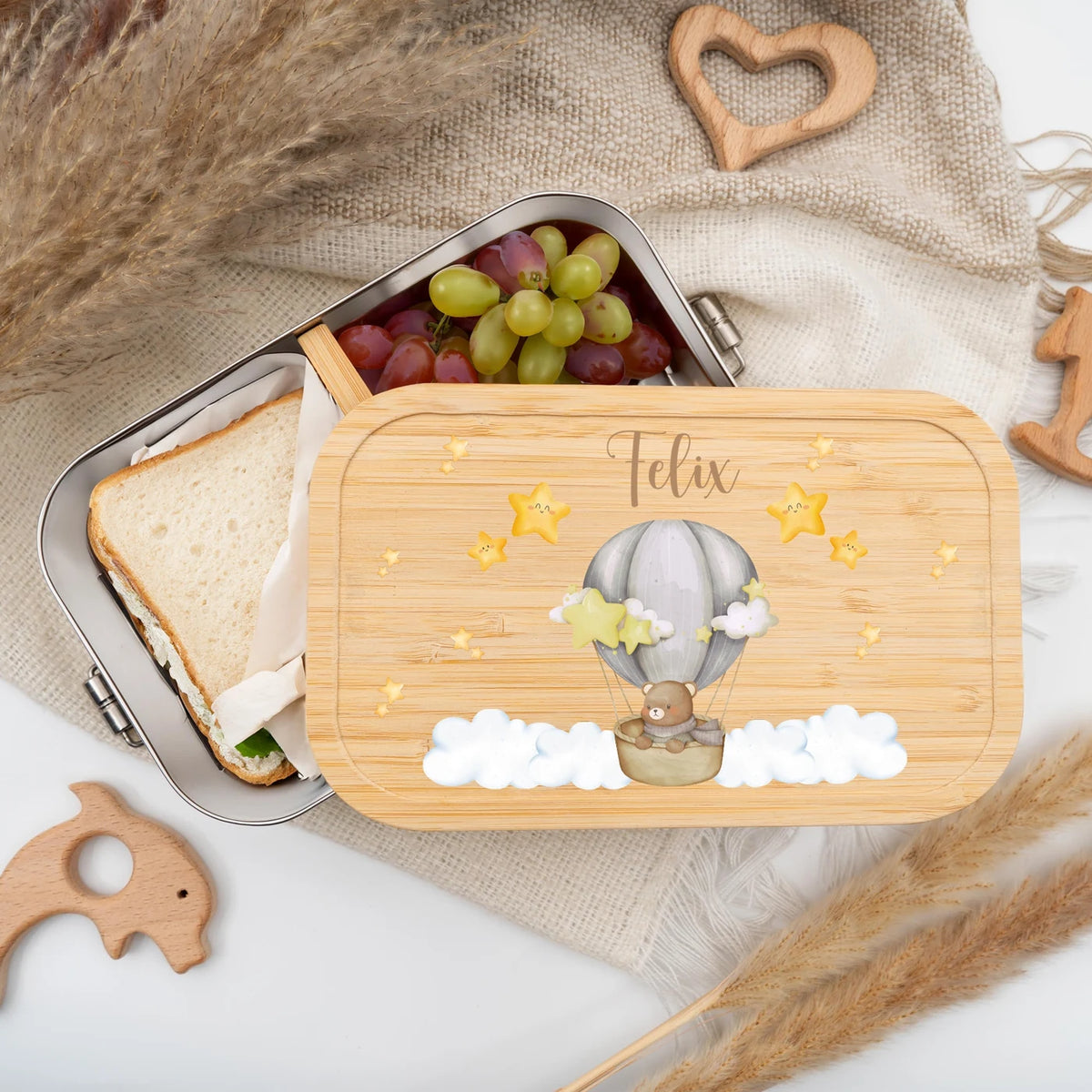 Brotdose Kinder personalisiert - Bär Ballon