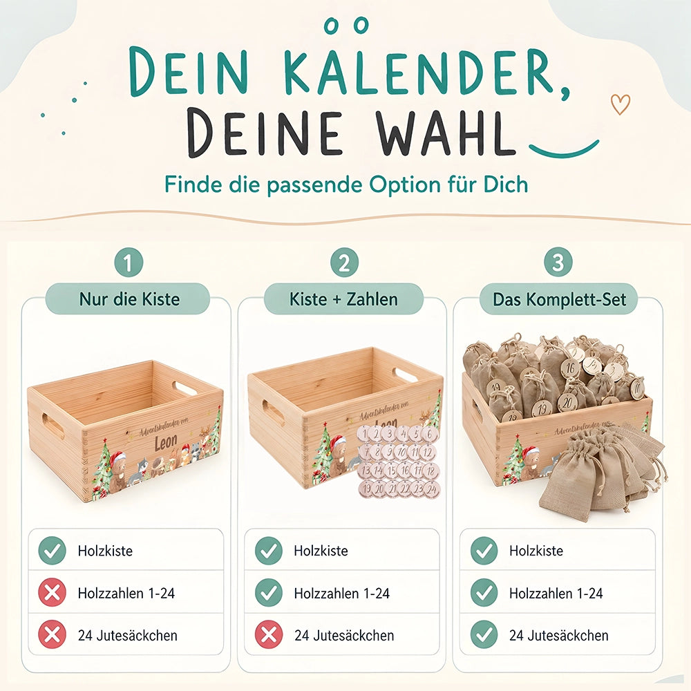 Personalisierter Adventskalender zum Befüllen - Niedliche Waldtiere