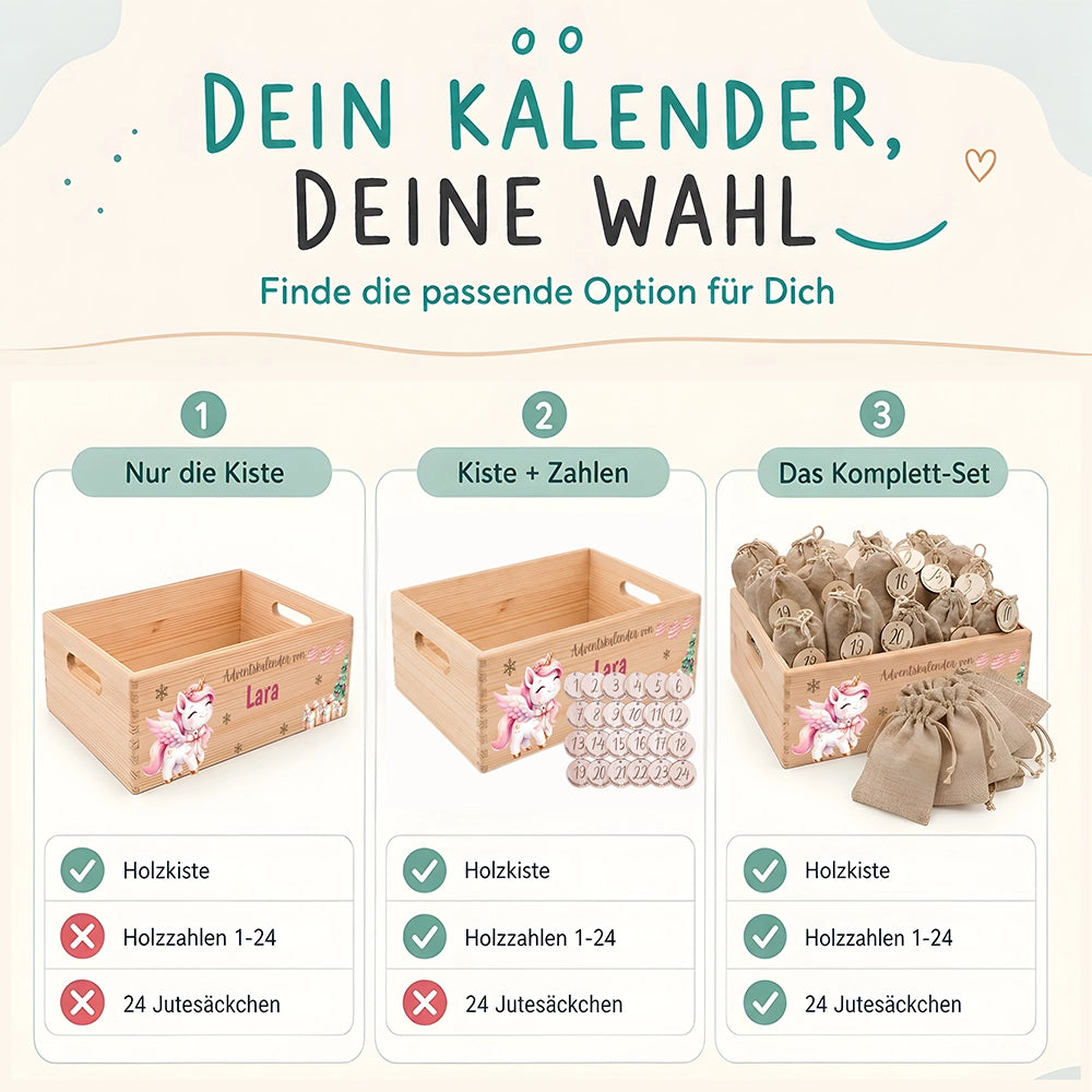 Personalisierter Adventskalender zum Befüllen - Einhorn