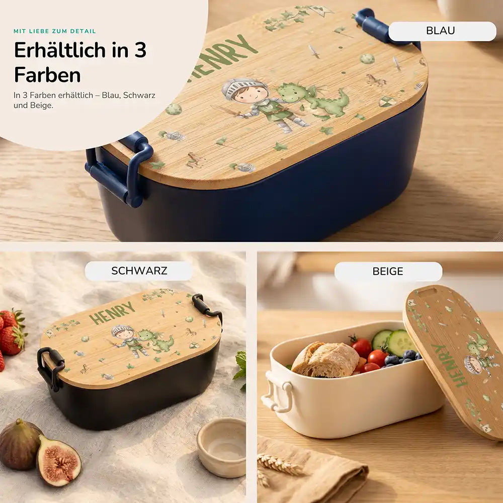 Brotdose Kinder personalisiert Ritter mit Drache, Lifestyle Kita Schule und unterwegs