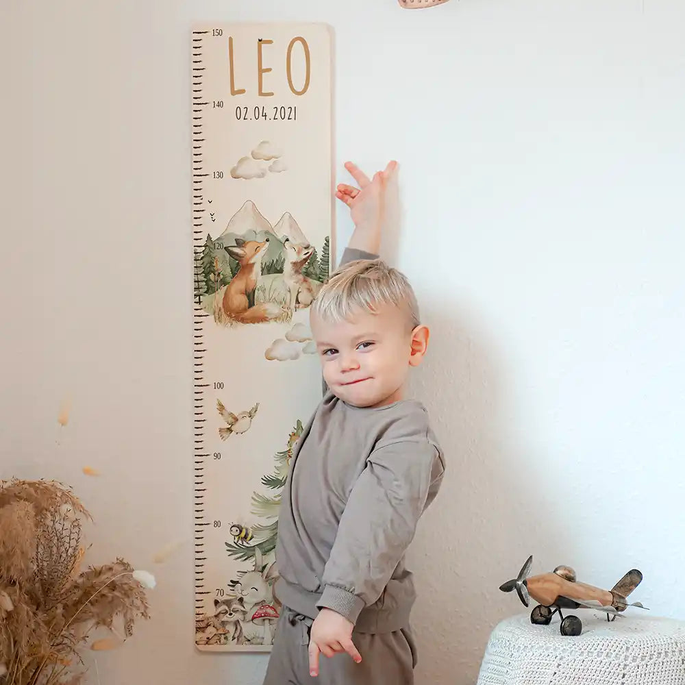 Messlatte Kinder Holz & Aluverbund - Tierfamilie
