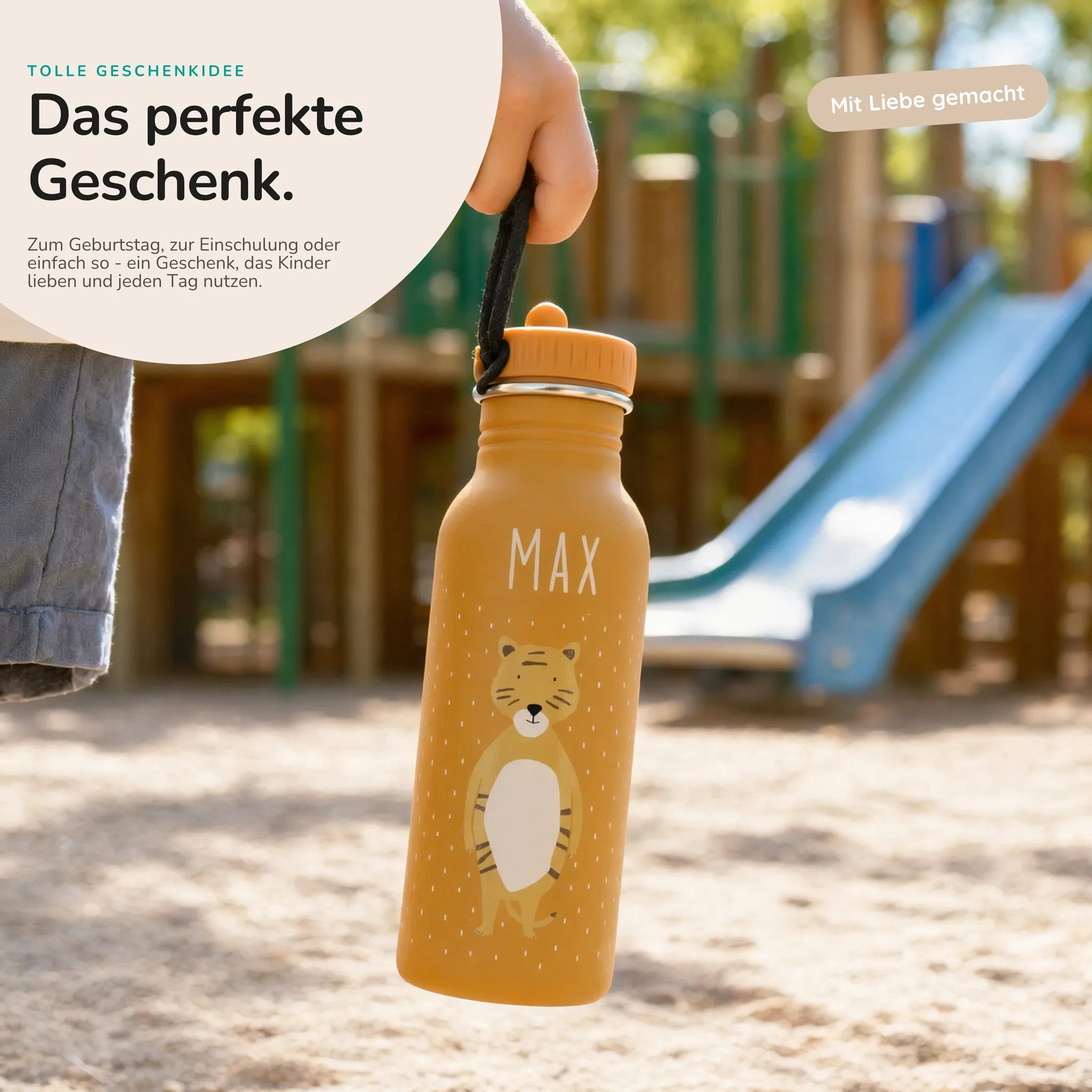 Trixie Trinkflasche Kinder Tiger, personalisiert mit Wunschname-Gravur