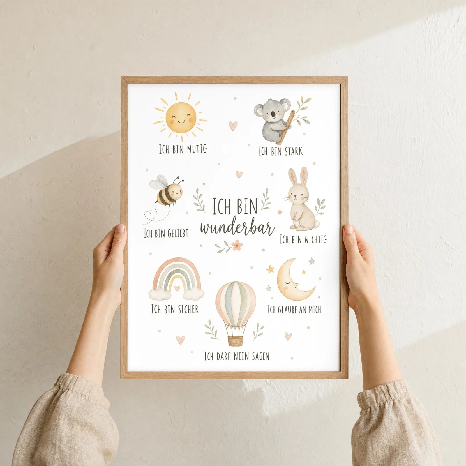 Affirmationsposter Kinderzimmer Collage Ich bin wunderbar, Format 30 x 40 cm, Rahmen optional