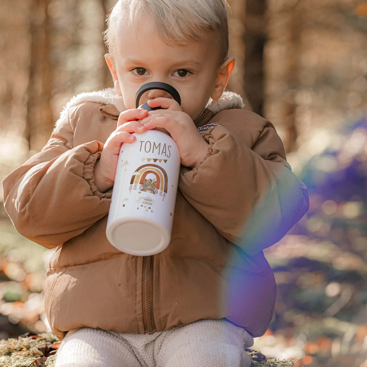 Trinkflasche Kinder Edelstahl - Boho Bär
