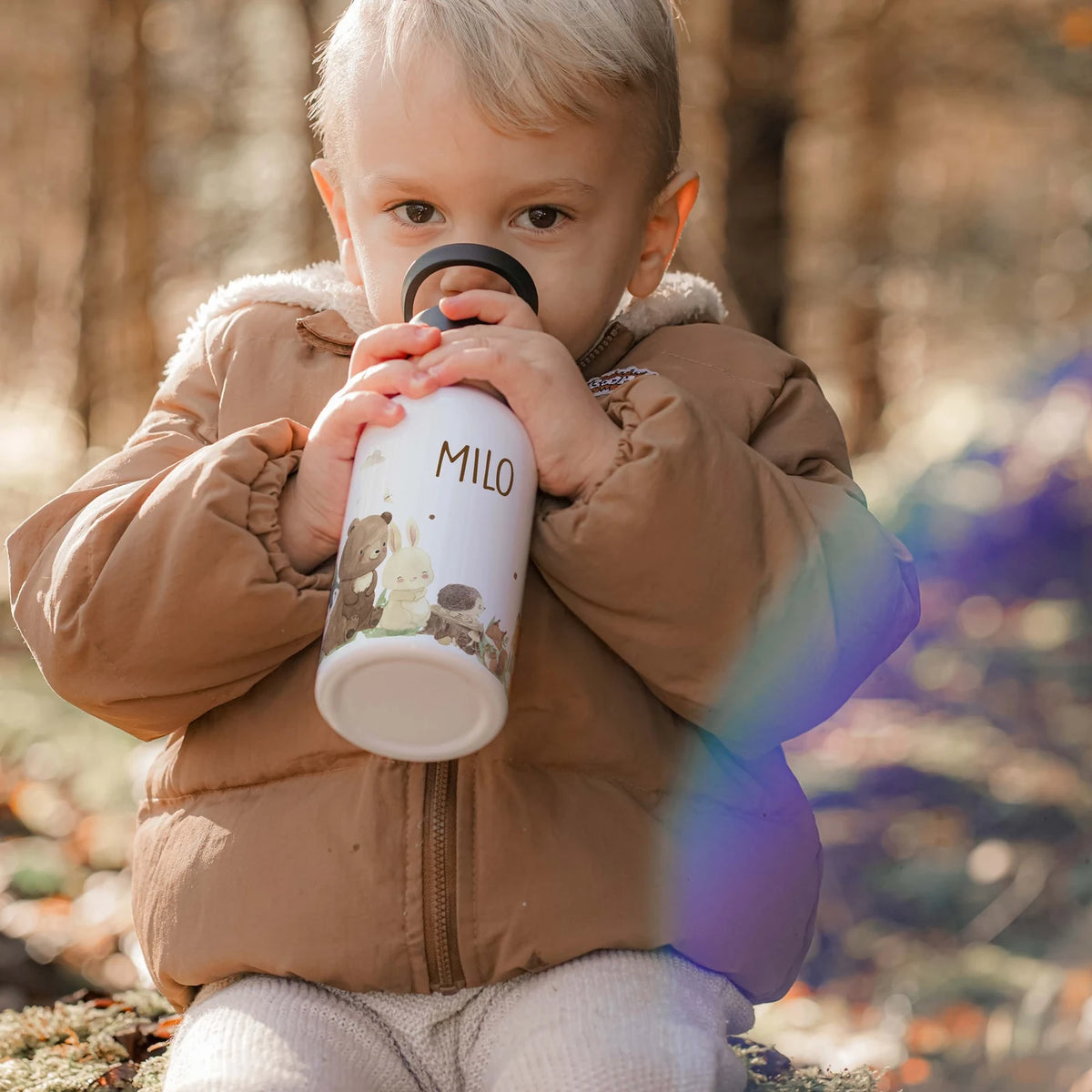 Trinkflasche Kinder Edelstahl - Waldtiere