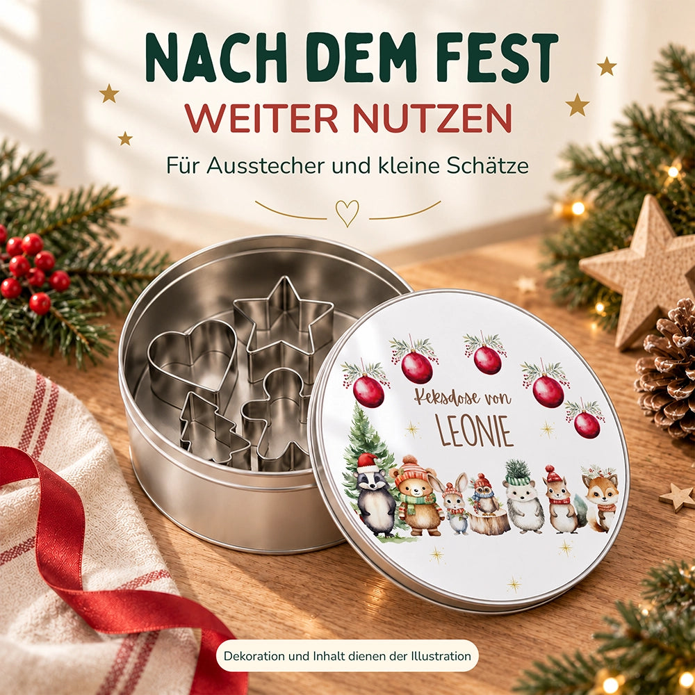 Keksdose aus Metall personalisiert - Schneeflöckchen