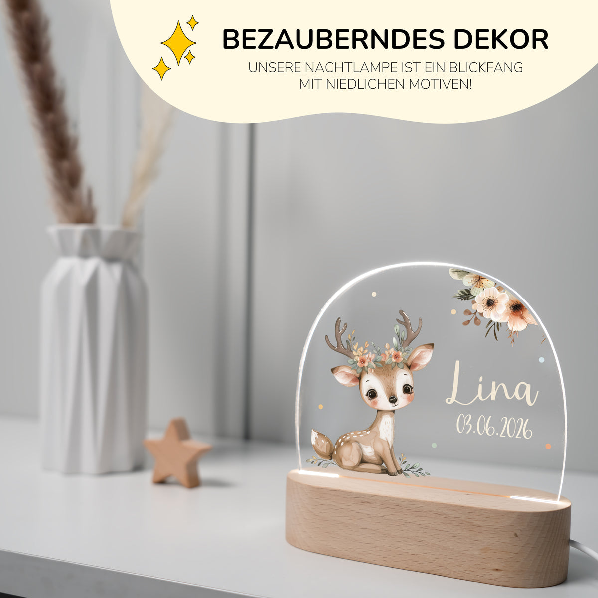 Nachtlicht Kinder personalisiert - Baby Reh