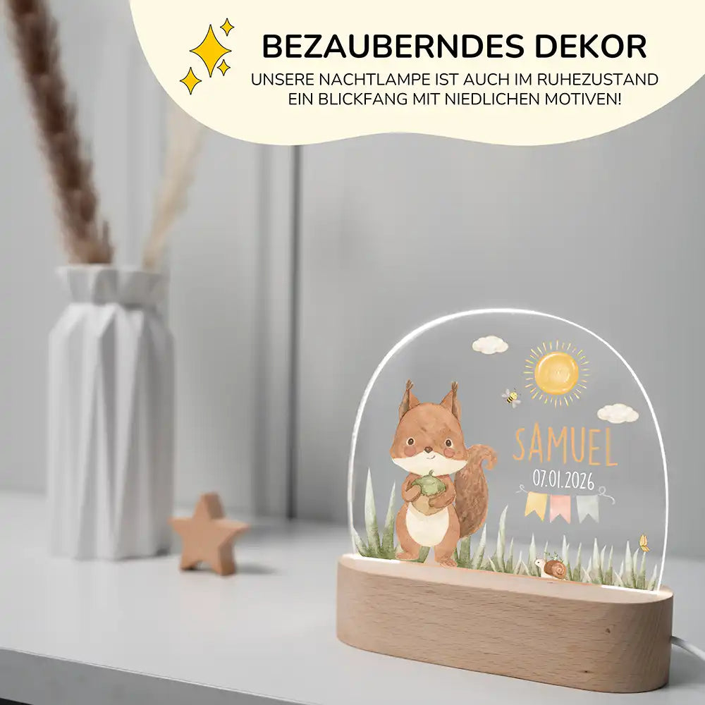 Nachtlicht Kinder personalisiert - Zauberhaftes Eichhörnchen