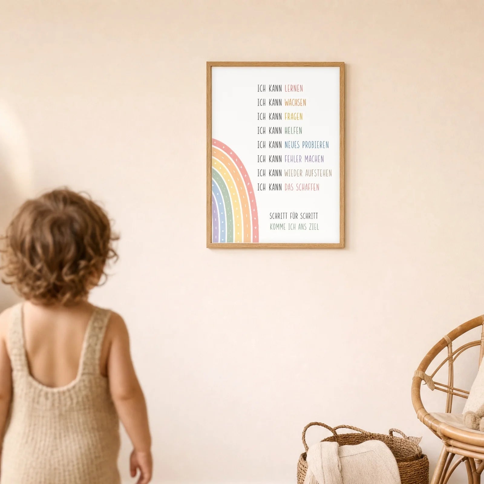 Affirmationsposter Kinderzimmer Minimal Ich kann, im Detail auf 300 g Papier