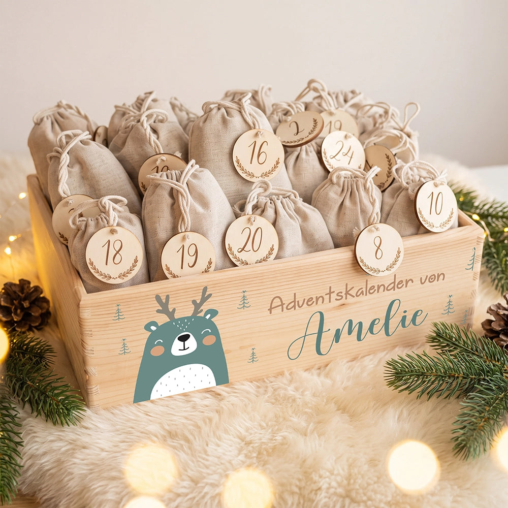 Personalisierter Adventskalender zum Befüllen - Boho Reh