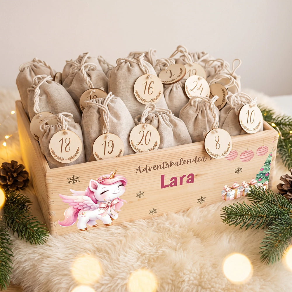Personalisierter Adventskalender zum Befüllen - Einhorn