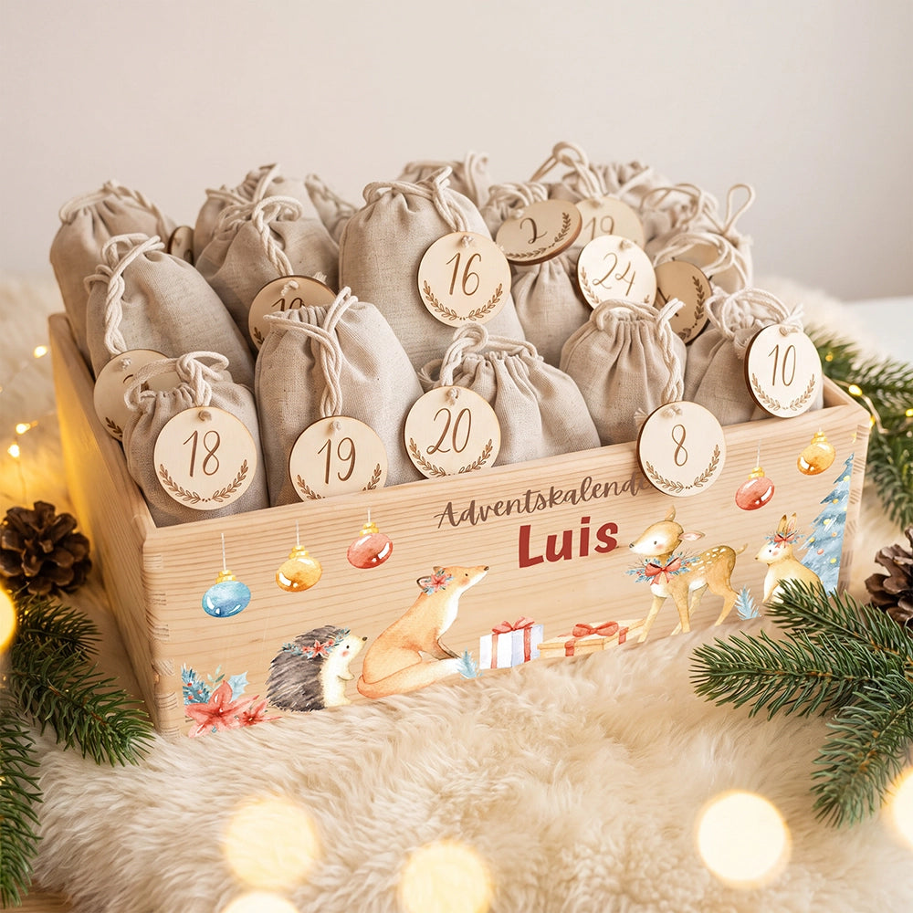 Personalisierter Adventskalender zum Befüllen - Fuchs und Reh