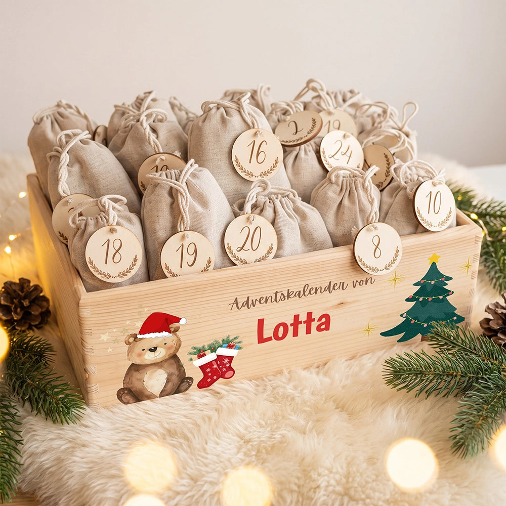 Personalisierter Adventskalender zum Befüllen - Weihnachtsbär