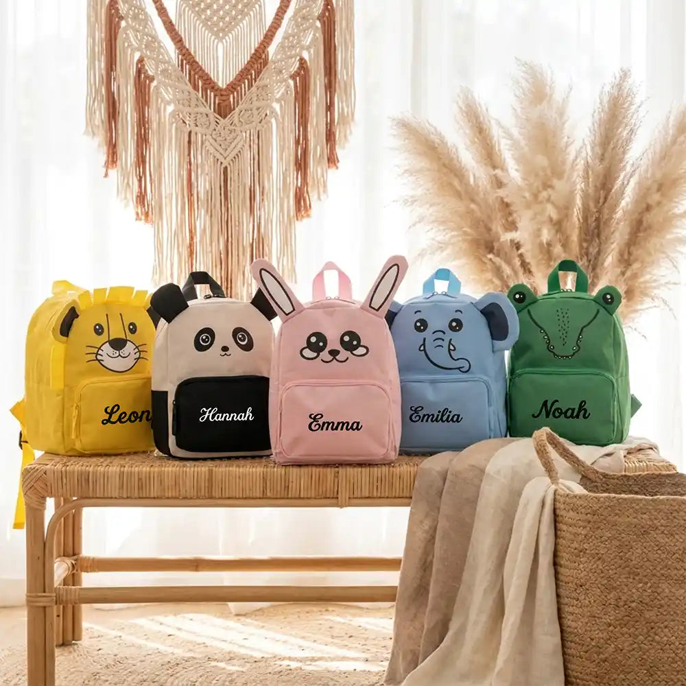 Personalisierter Kinderrucksack Krokodil, mit besticktem Namen, Tiermotiv