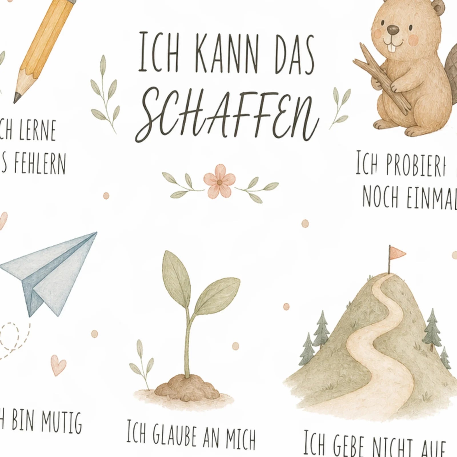 Affirmationsposter Kinderzimmer Collage Ich kann das schaffen, als Wandbild im Format 30 x 40 cm