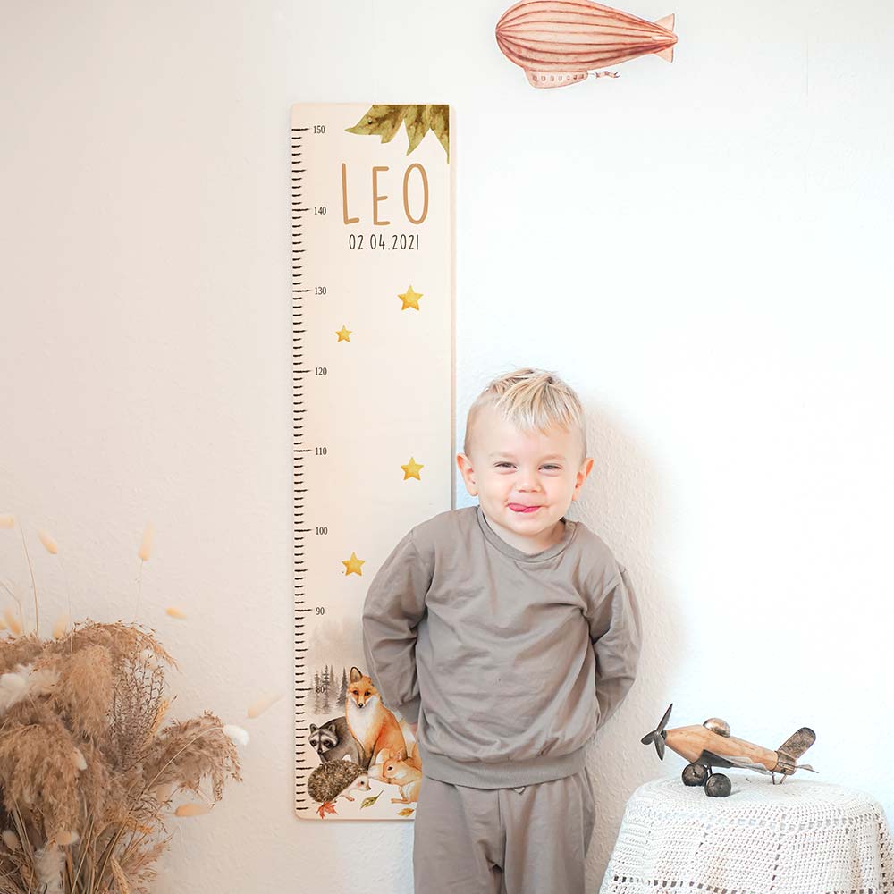 Messlatte Kinder Holz & Aluverbund - Waldfamilie
