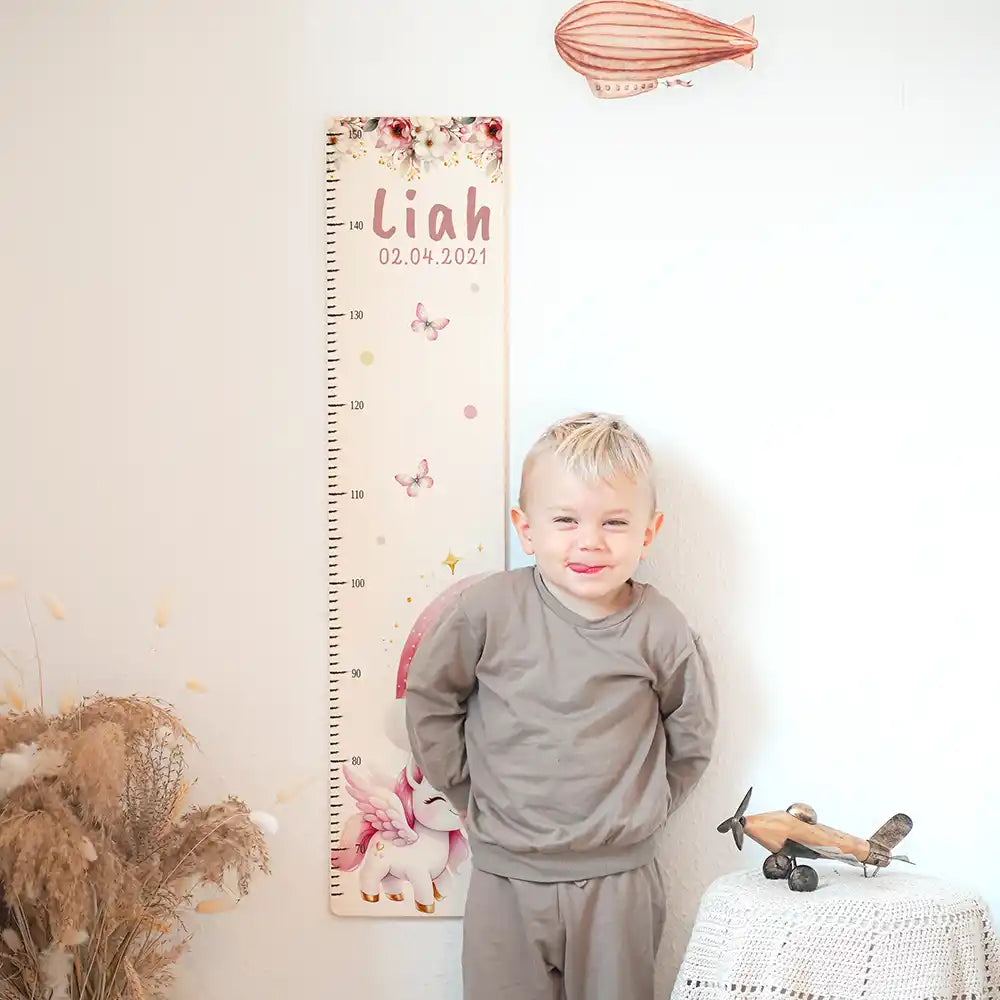 Messlatte Kinder Holz & Aluverbund - Einhorn