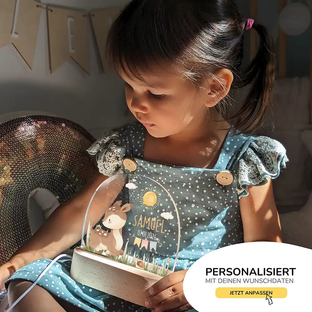 Nachtlicht Kinder personalisiert - Niedliches Wald-Reh