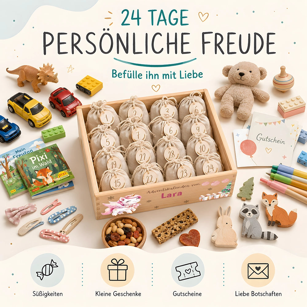 Personalisierter Adventskalender zum Befüllen - Einhorn
