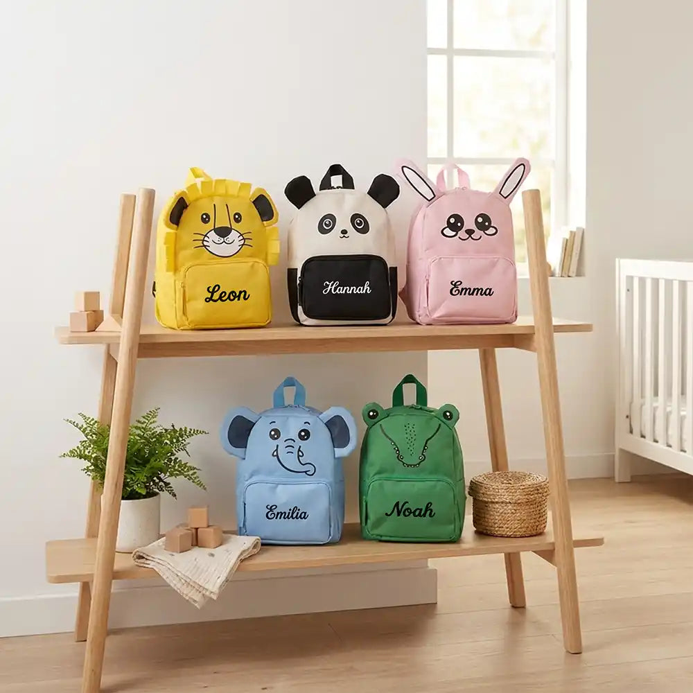 Personalisierter Kinderrucksack Panda, aus robustem RPET-Material
