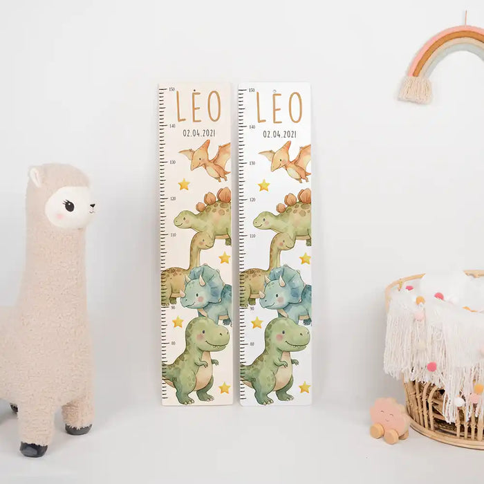 Messlatte Kinder Holz & Aluverbund - Niedliche Dinosaurier