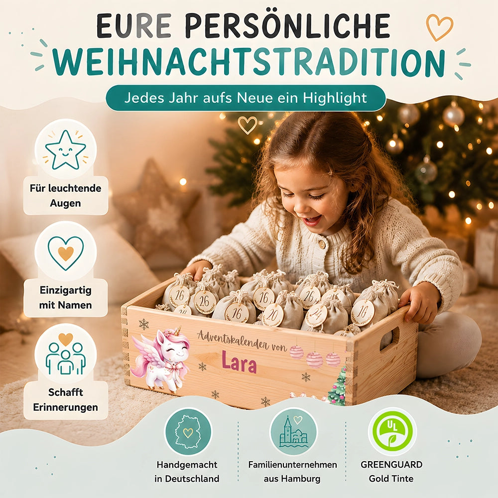 Personalisierter Adventskalender zum Befüllen - Einhorn