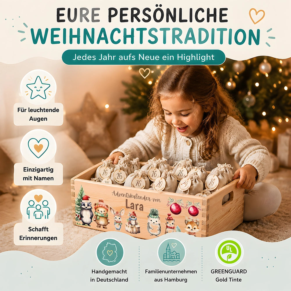 Personalisierter Adventskalender zum Befüllen - Weihnachten Tiere