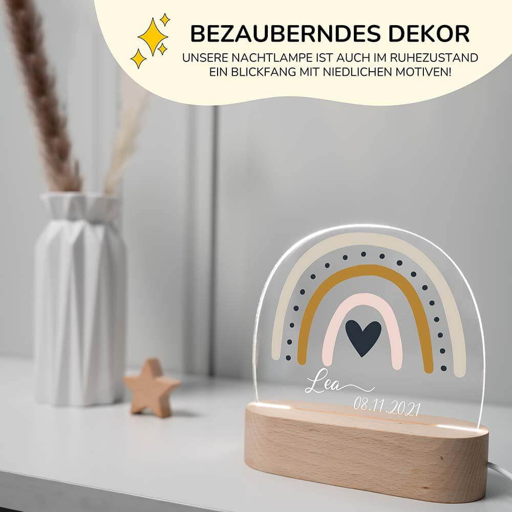 high-quality personalized minimal rainbow night lamp