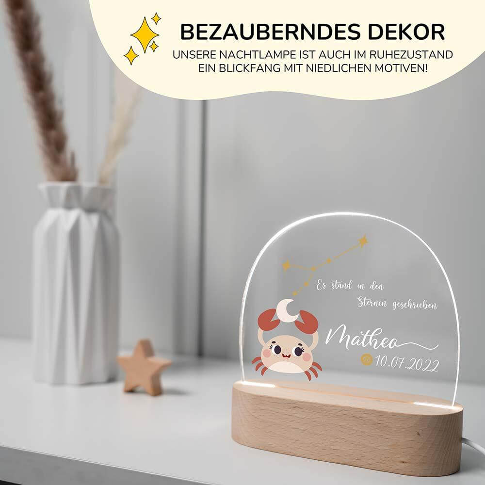 custom zodiac lamp with Cancer constellation and crab design