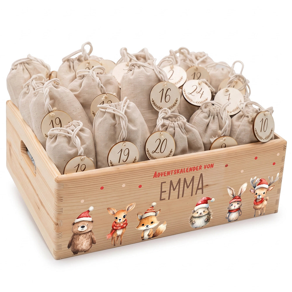 Personalisierter Adventskalender zum Befüllen - Tierfamilie Weihnachten