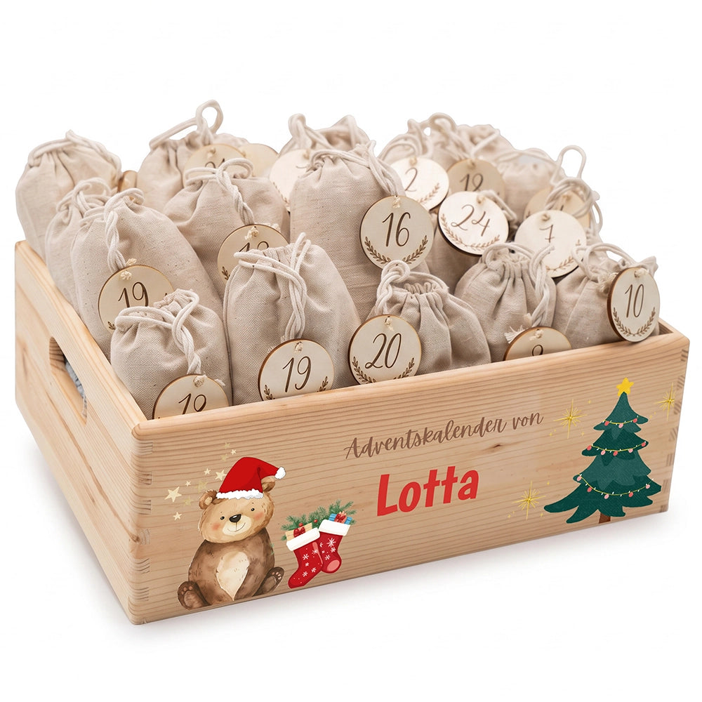 Personalisierter Adventskalender zum Befüllen - Weihnachtsbär
