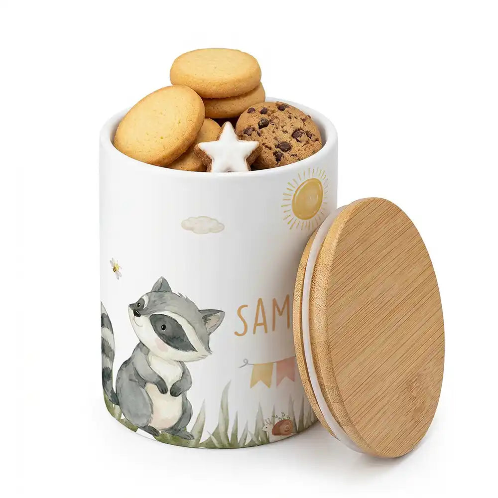 Keksdose, Zahnbürstenhalter, Stiftehalter - Waschbär Sommer 2-in-1