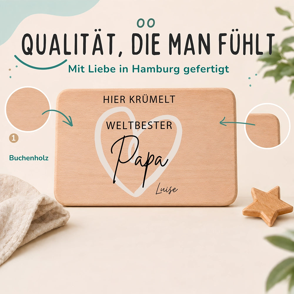 Frühstücksbrettchen Holz Weltbester Papa mit Gravur - Geschenk Vatertag